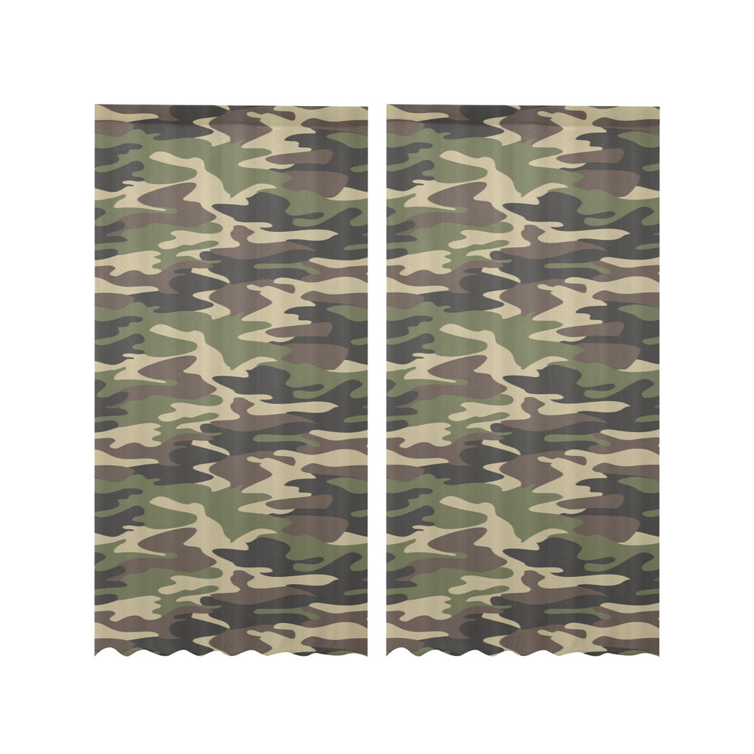 Dark Green camouflage pattern Gauze Curtain