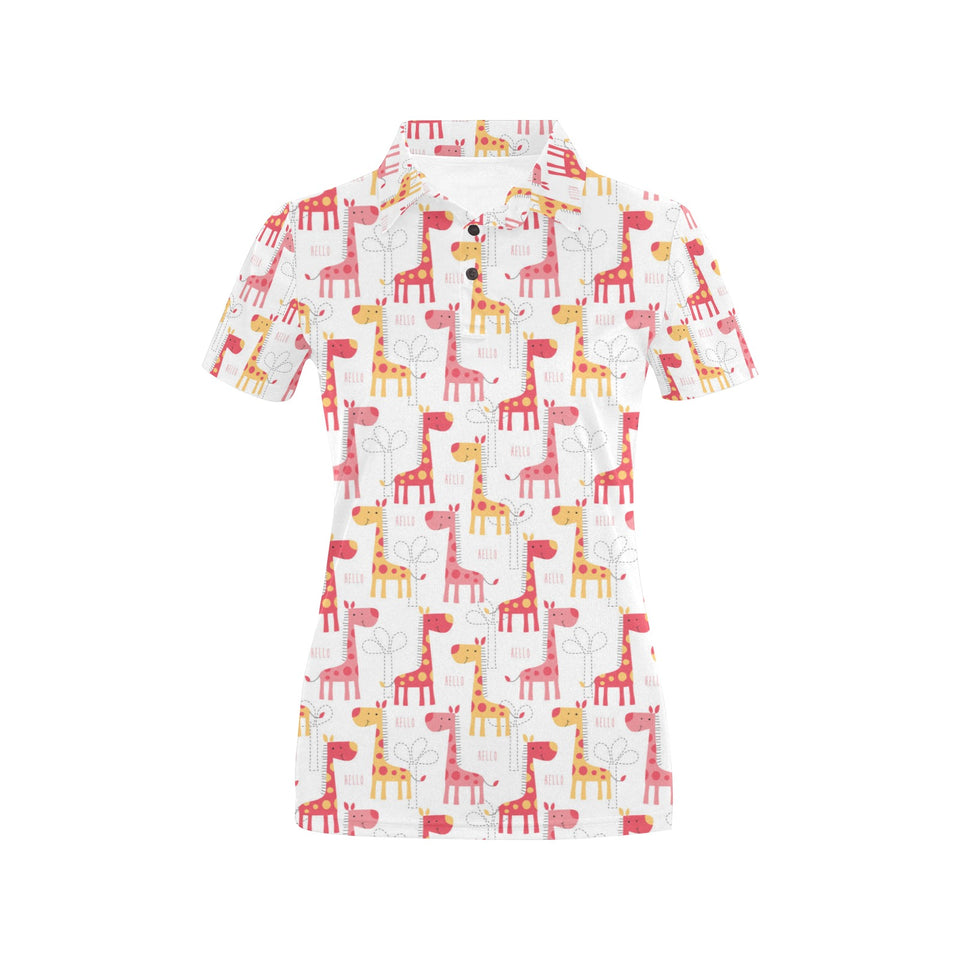 Giraffe Pattern Print Design 03 Women's All Over Print Polo Shirt