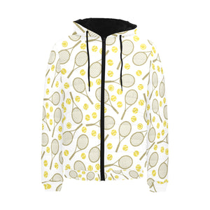 Tennis Pattern Print Design 02 Men's Padded Hooded Jacket