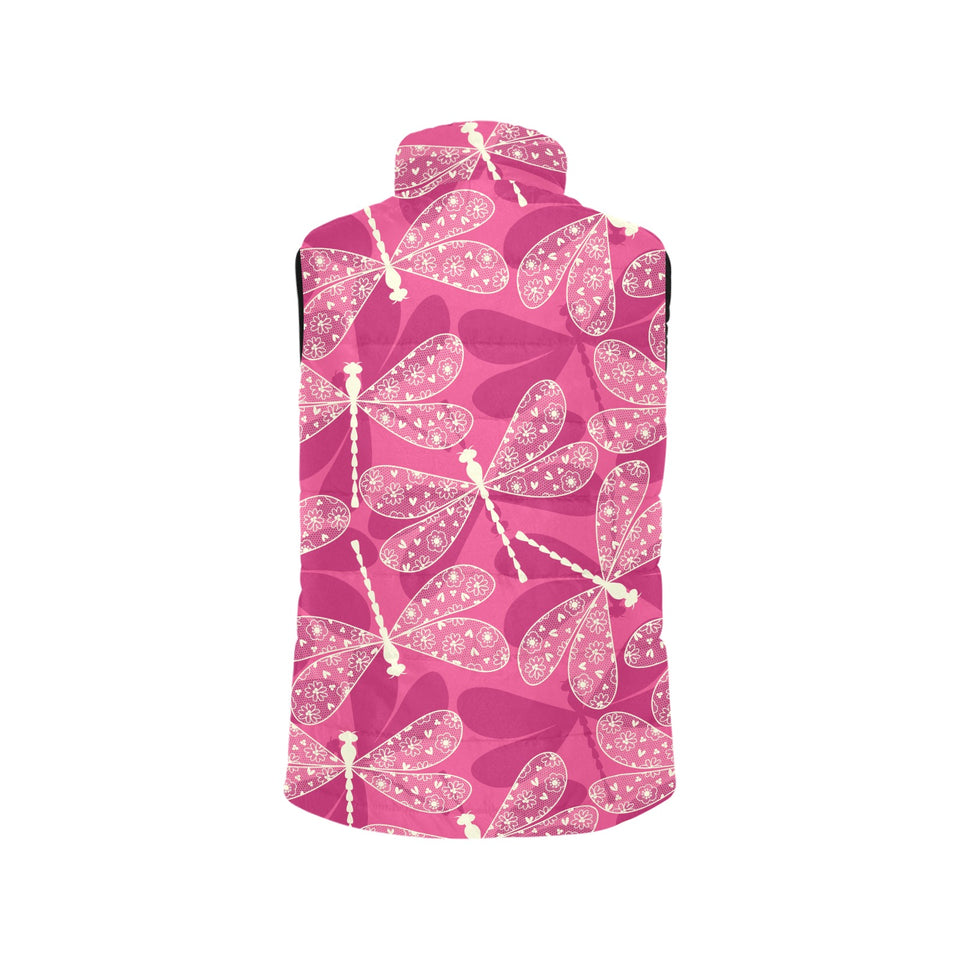 Beautiful dragonfly pink background Women's Padded Vest