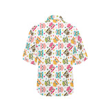 Color cute owl pattern Women's All Over Print Hawaiian Shirt