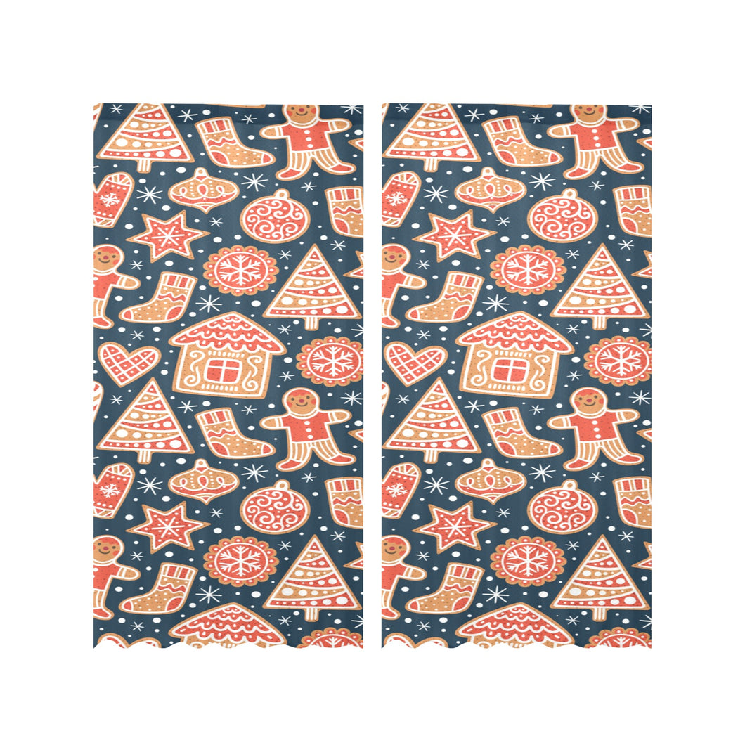 Christmas gingerbread cookie pattern Gauze Curtain