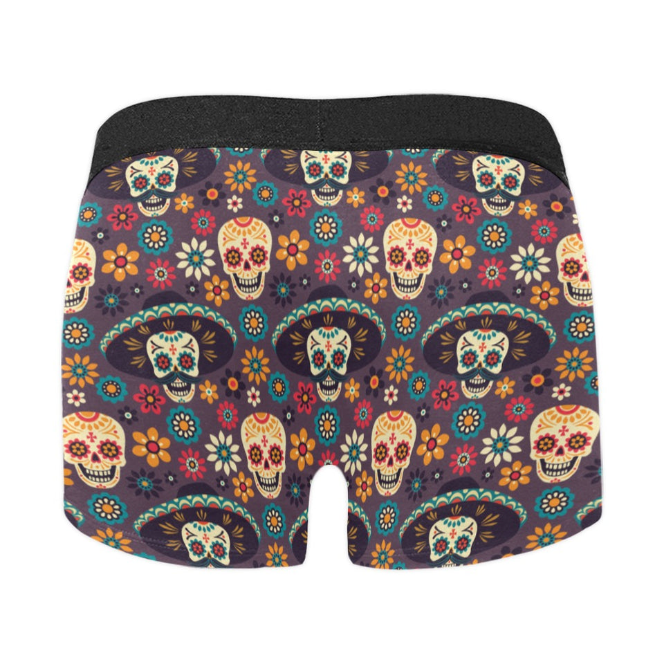 Sugar skulls flower maxican pattern Men's All Over Print Boxer Briefs Men's Underwear