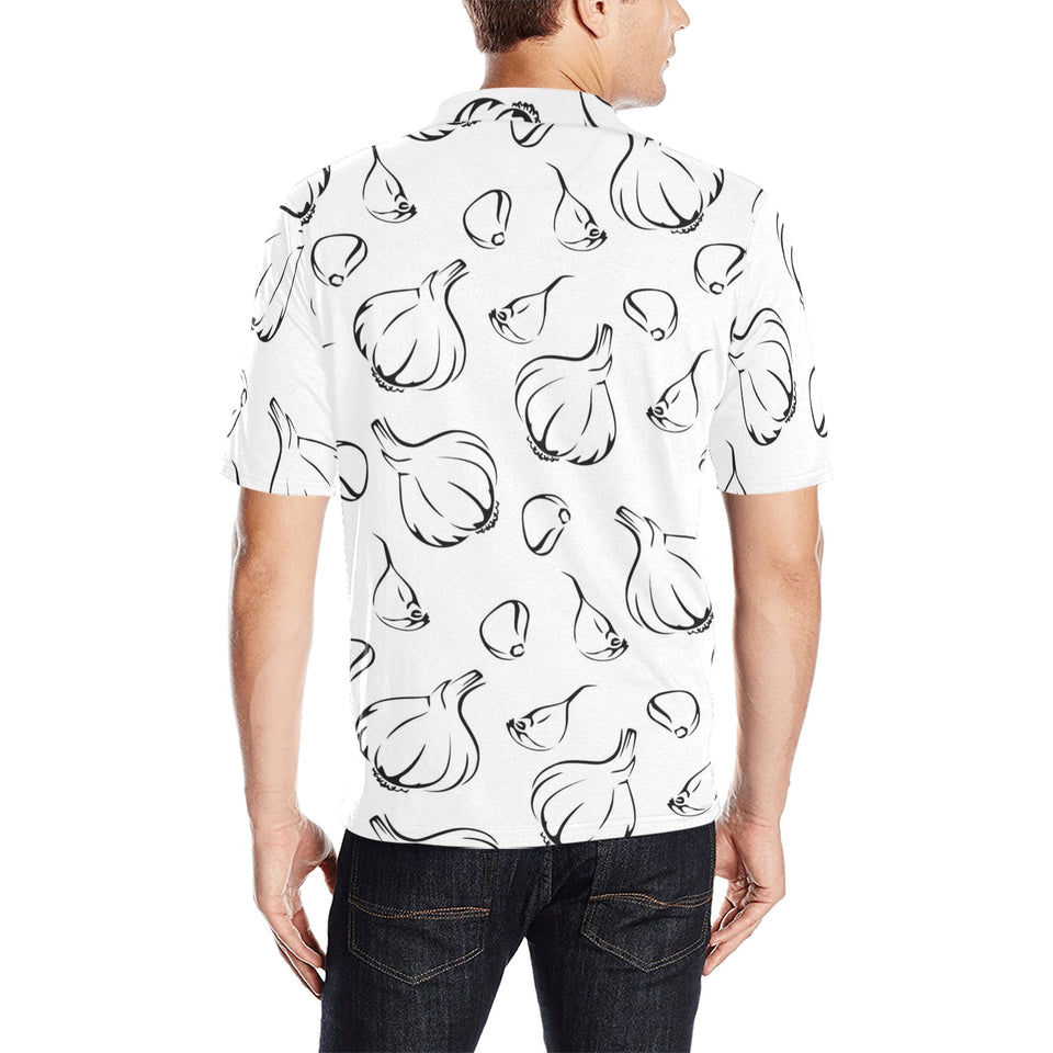 Garlic pattern black white Men's All Over Print Polo Shirt