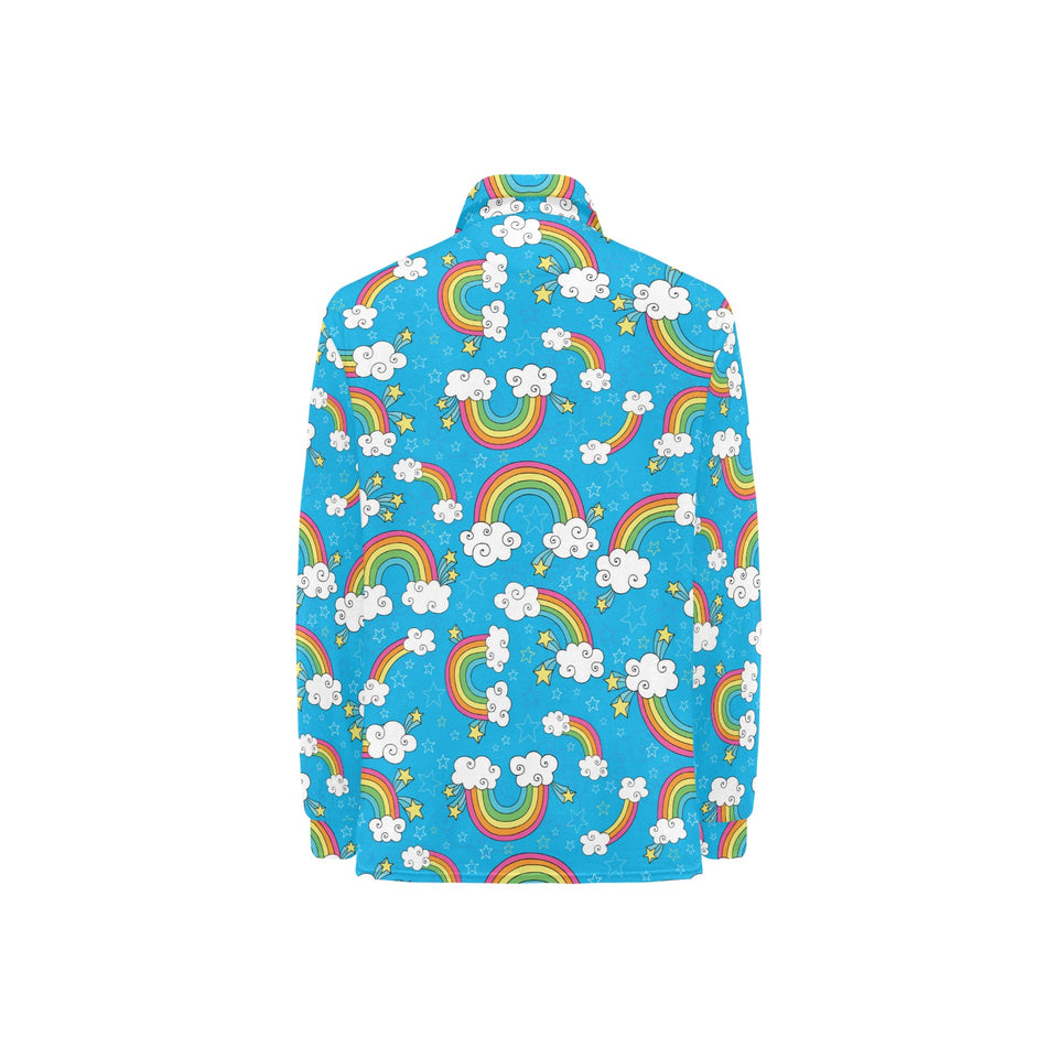 Rainbows Sky Clouds Pattern Women's Long Sleeve Polo Shirt