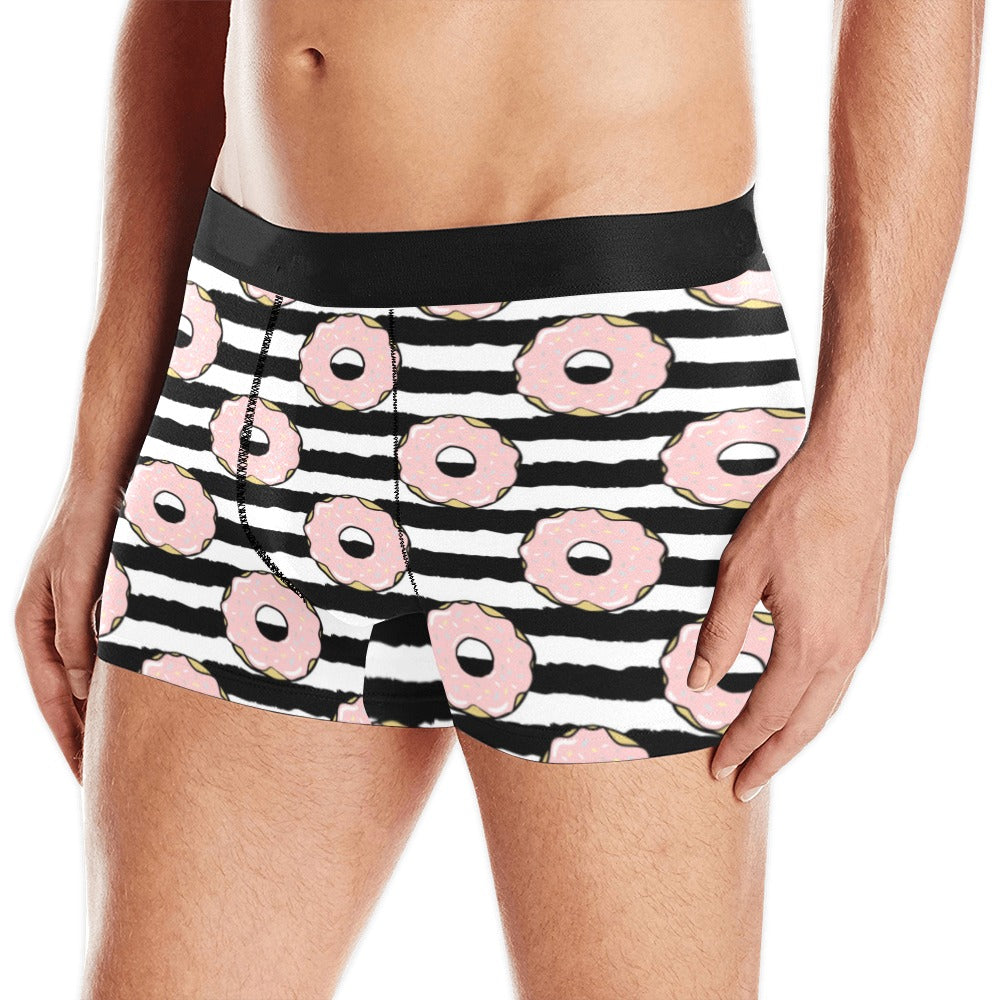 Donuts pink icing striped pattern Men's All Over Print Boxer Briefs Men's Underwear