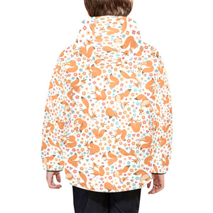 Squirrel Pattern Print Design 05 Kids' Boys' Girls' Padded Hooded Jacket