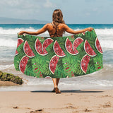 Watermelons tropical palm leaves pattern backgroun Beach Towel