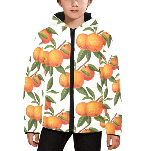 Oranges pattern background Kids' Boys' Girls' Padded Hooded Jacket