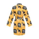Boston terrier design pattern Women's Long Sleeve Belted Night Robe