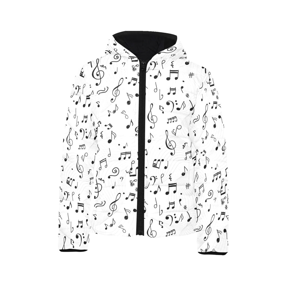 Music Notes Pattern Print Design 04 Kids' Boys' Girls' Padded Hooded Jacket
