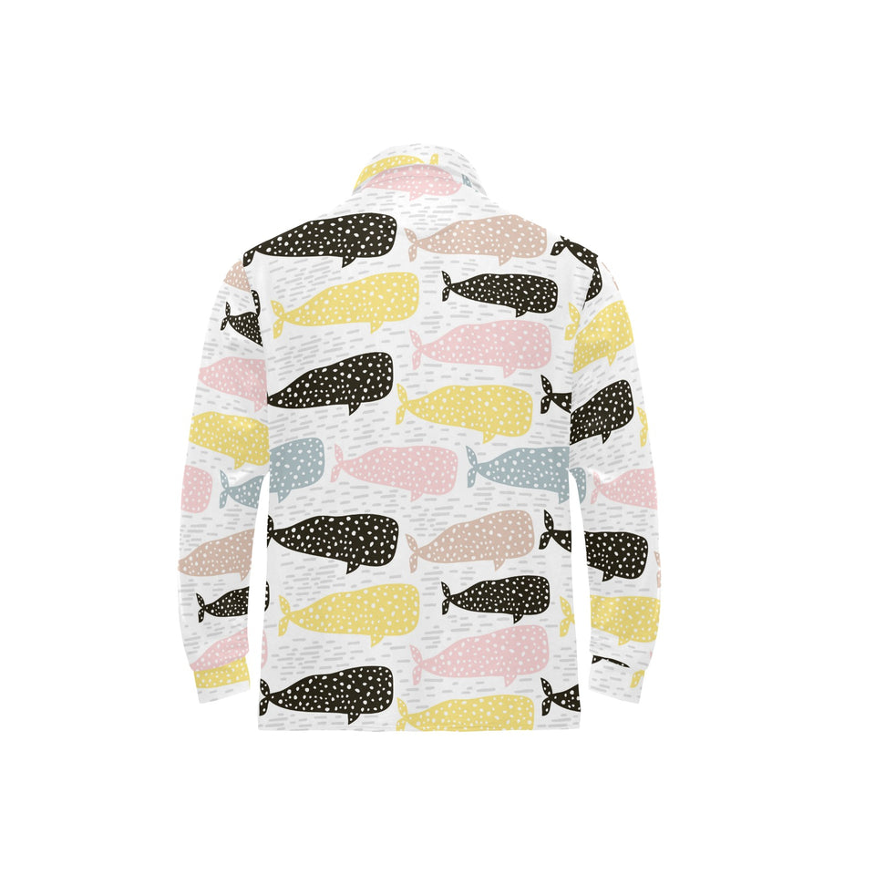 Whale dot pattern Men's Long Sleeve Polo Shirt