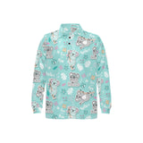 Cute koalas blue background pattern Men's Long Sleeve Polo Shirt