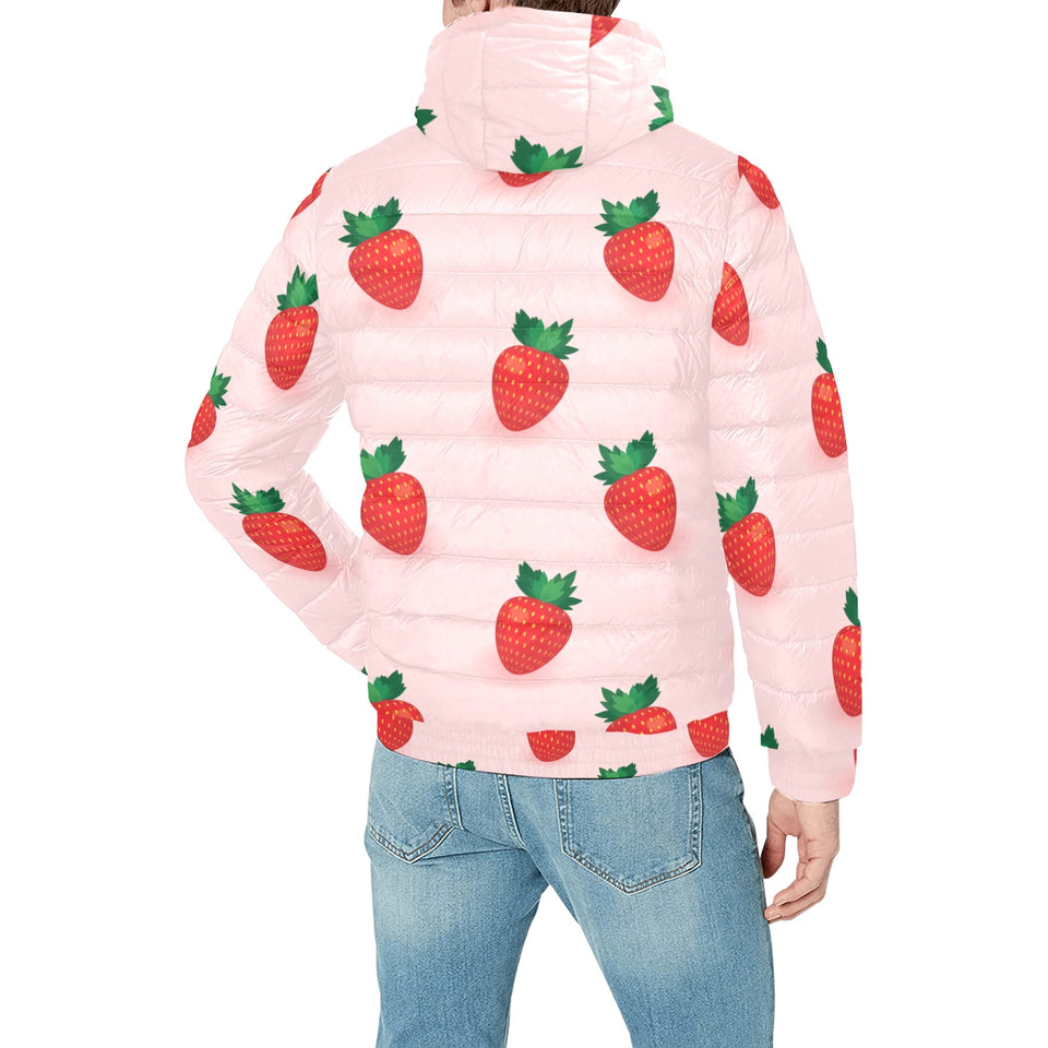Strawberry beautiful pattern Men's Padded Hooded Jacket