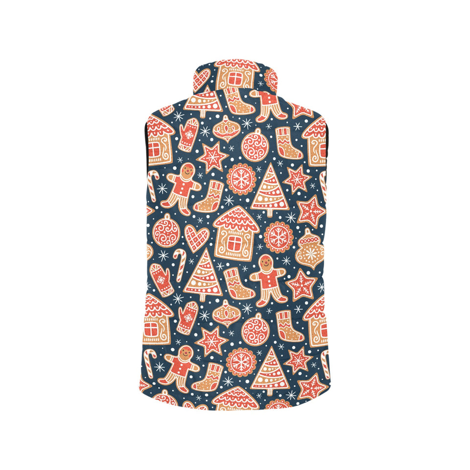 Christmas gingerbread cookie pattern Women's Padded Vest
