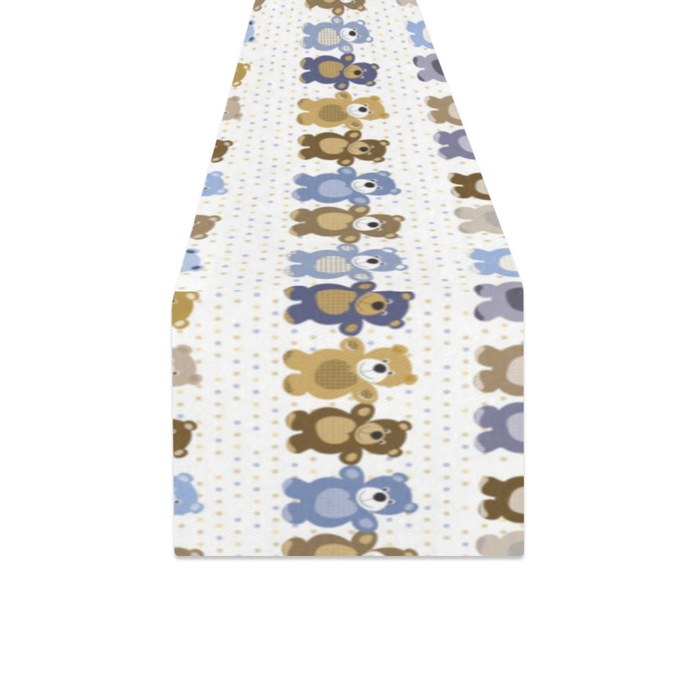 Teddy Bear Pattern Print Design 02 Table Runner