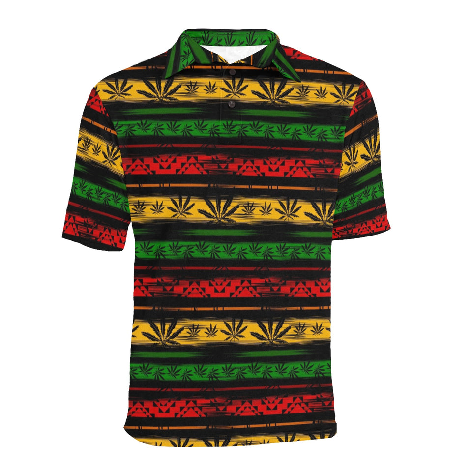 Canabis Marijuana Weed Pattern Print Design 04 Men's All Over Print Polo Shirt