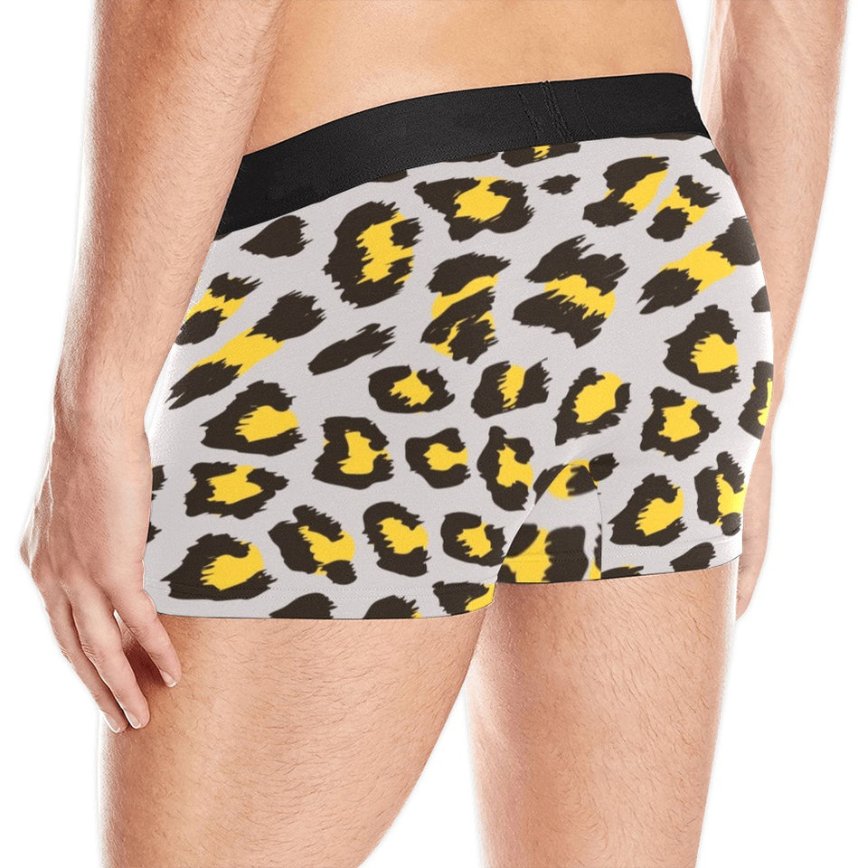Gray Leopard print pattern Men's All Over Print Boxer Briefs Men's Underwear