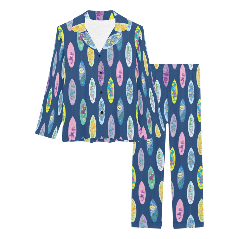 Surfboard Pattern Print Design 03 Women's Long Pajama Set