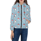 Cute penguin christmas snow pattern Women's Padded Hooded Jacket