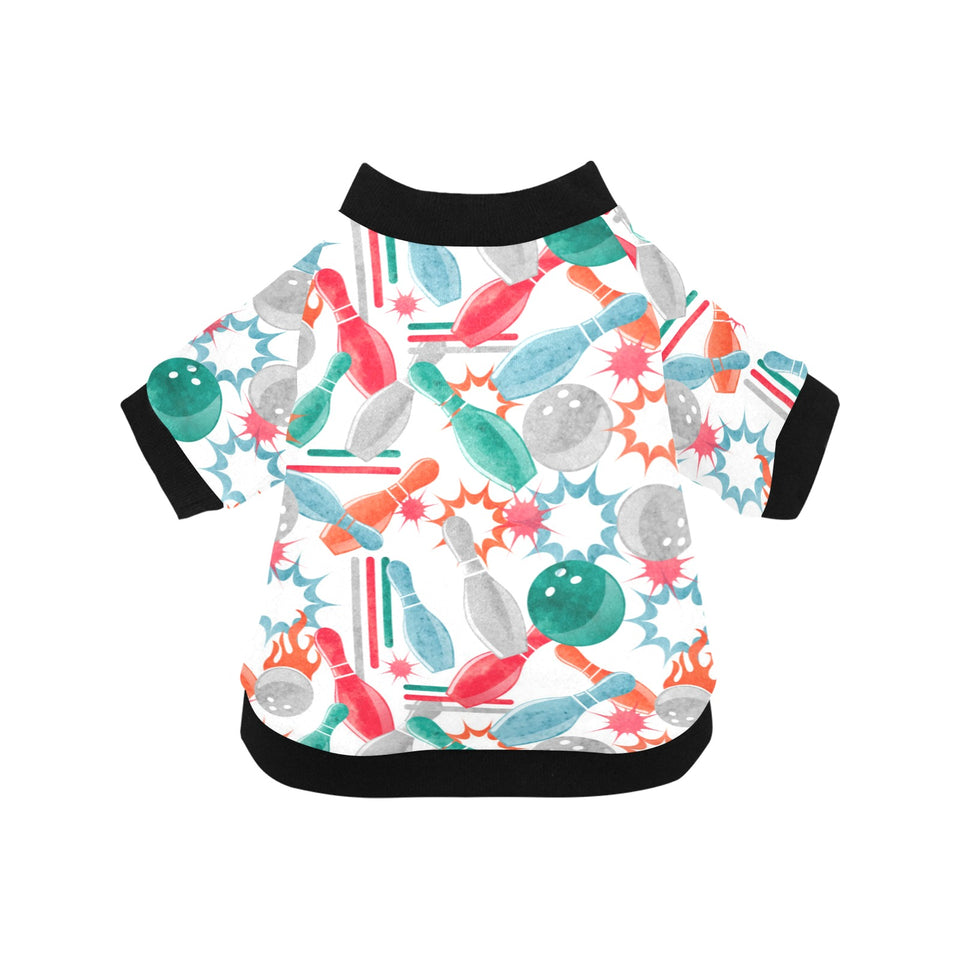 Watercolor bowling pattern All Over Print Pet Dog Round Neck Fuzzy Shirt
