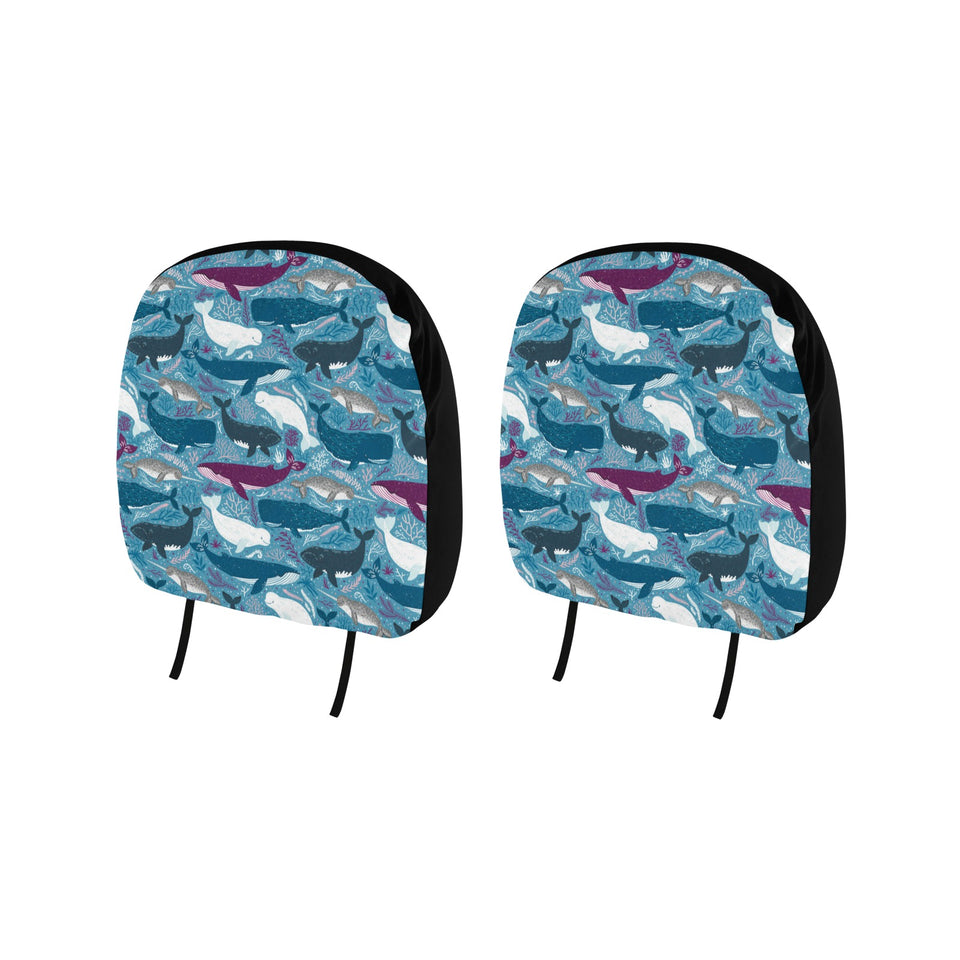 Whale design pattern Car Headrest Cover