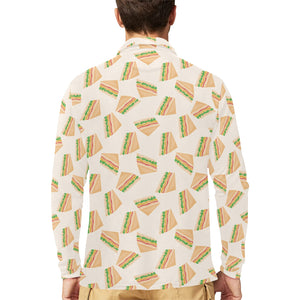 Sandwich Pattern Print Design 01 Men's Long Sleeve Polo Shirt