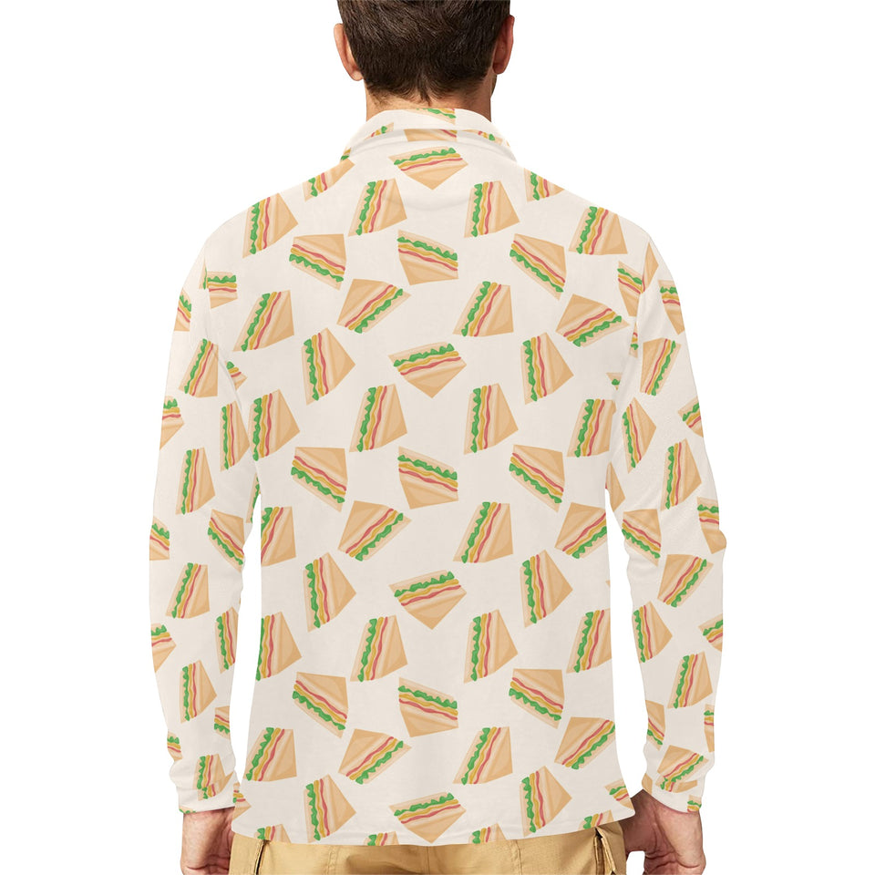 Sandwich Pattern Print Design 01 Men's Long Sleeve Polo Shirt