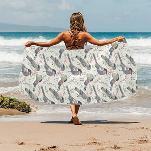 Pigeon Pattern Print Design 04 Beach Towel