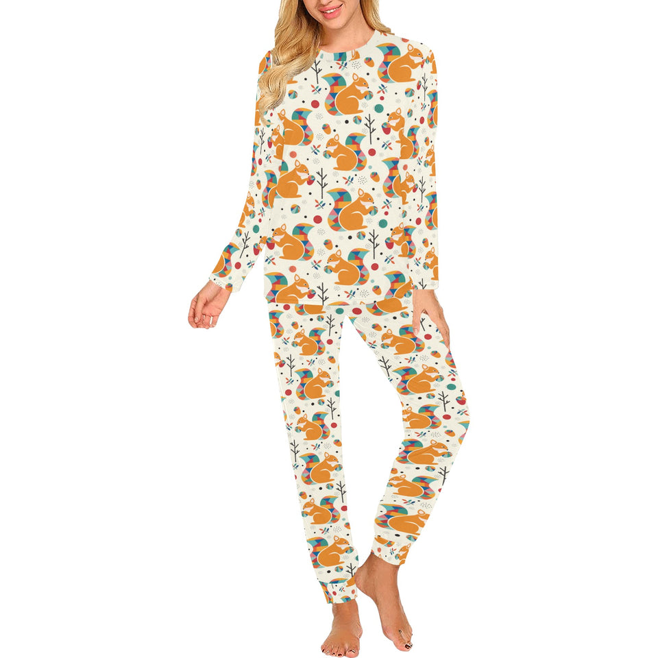 Squirrel Pattern Print Design 04 Women's All Over Print Pajama Set