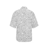 Cartoon hand drawn ice cream black white Women's All Over Print Hawaiian Shirt
