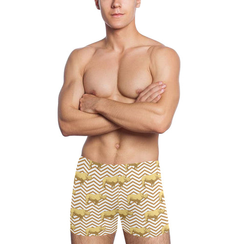 Rhino yellow theme pattern Men's Swimming Trunks