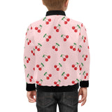 cherry pattern pink background Kids' Boys' Girls' Bomber Jacket