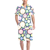 Colorful clock background Men's V-Neck Short Pajama Set