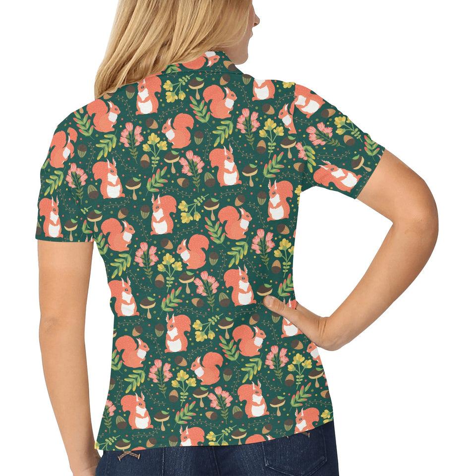 Squirrel Pattern Print Design 03 Women's All Over Print Polo Shirt