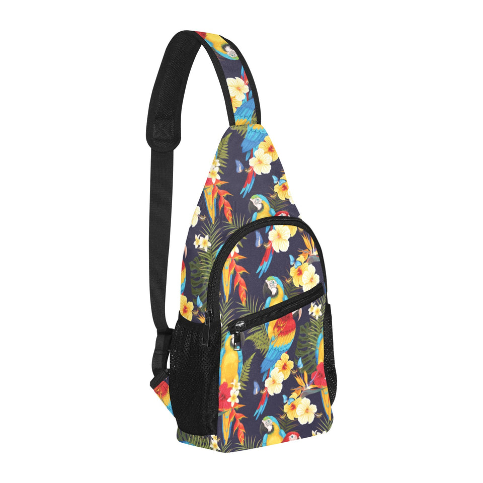 Colorful parrot flower pattern All Over Print Chest Bag