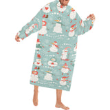 Cute snowman pattern Blanket Robe with Sleeves