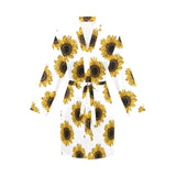 sunflowers design pattern Women's Long Sleeve Belted Night Robe
