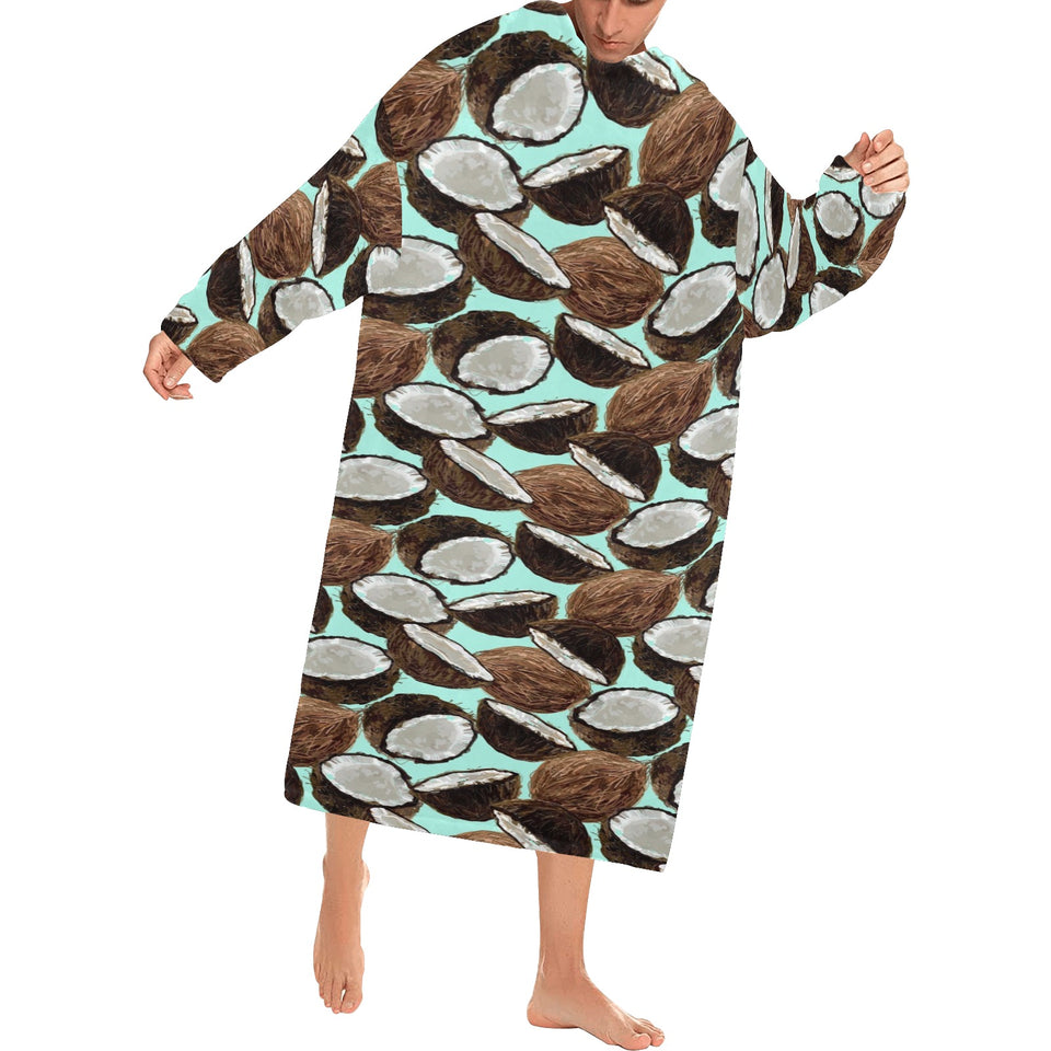 Coconut Pattern Print Design 03 Blanket Robe with Sleeves