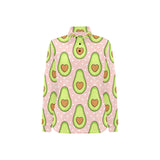 Avocado heart pink background Women's Long Sleeve Polo Shirt