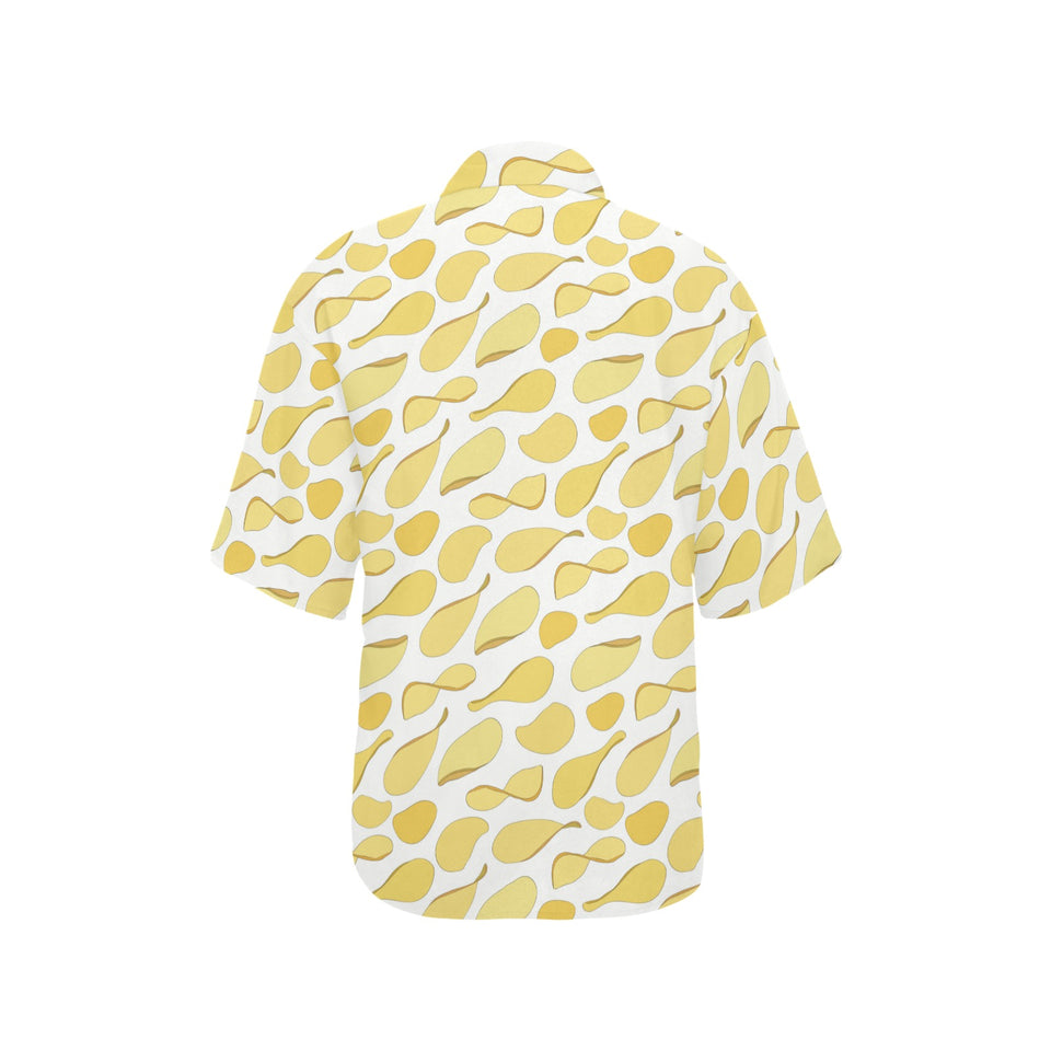 Potato Chips Pattern Print Design 02 Women's All Over Print Hawaiian Shirt