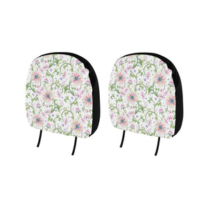 Beautiful pink lotus waterlily leaves pattern Car Headrest Cover