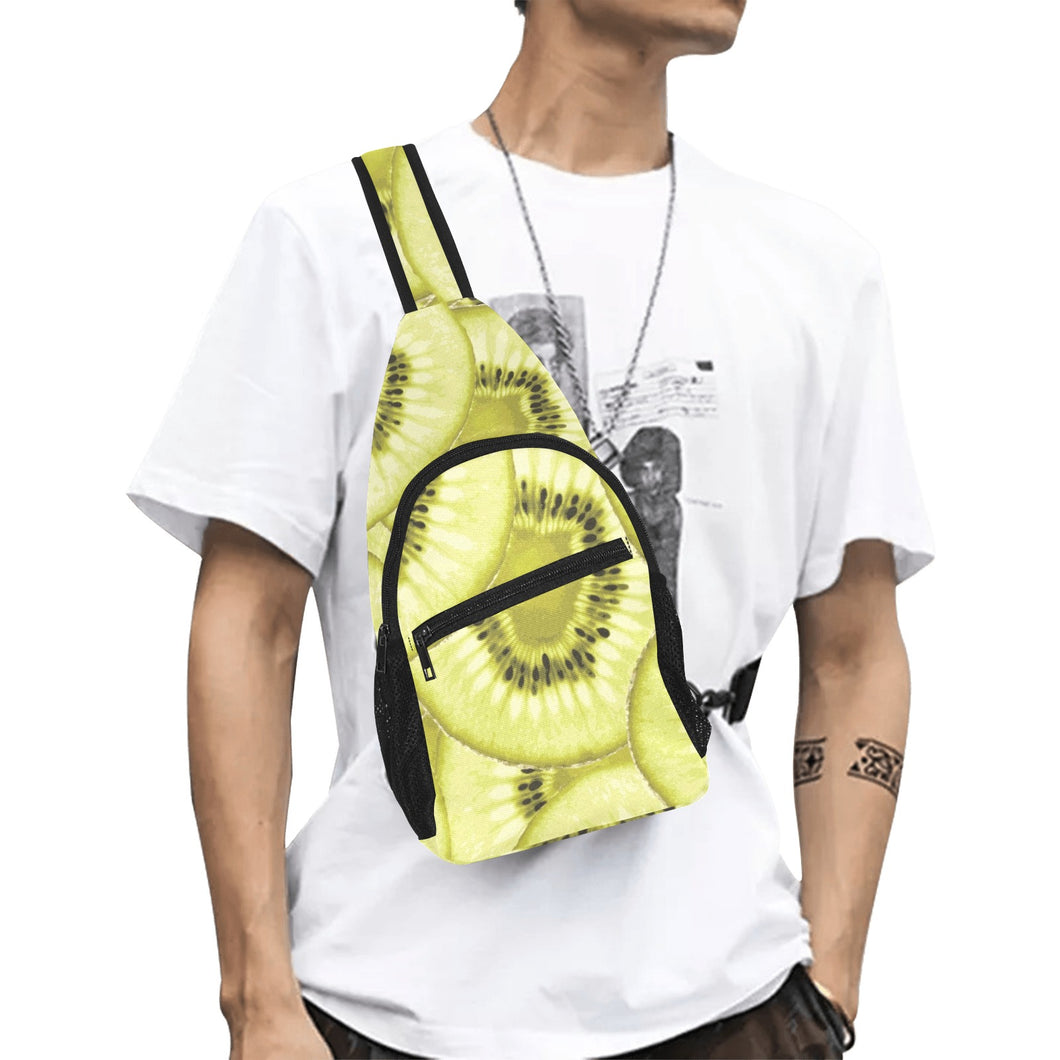 Sliced kiwi pattern All Over Print Chest Bag