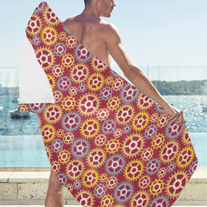 Gear Pattern Print Design 04 Beach Towel