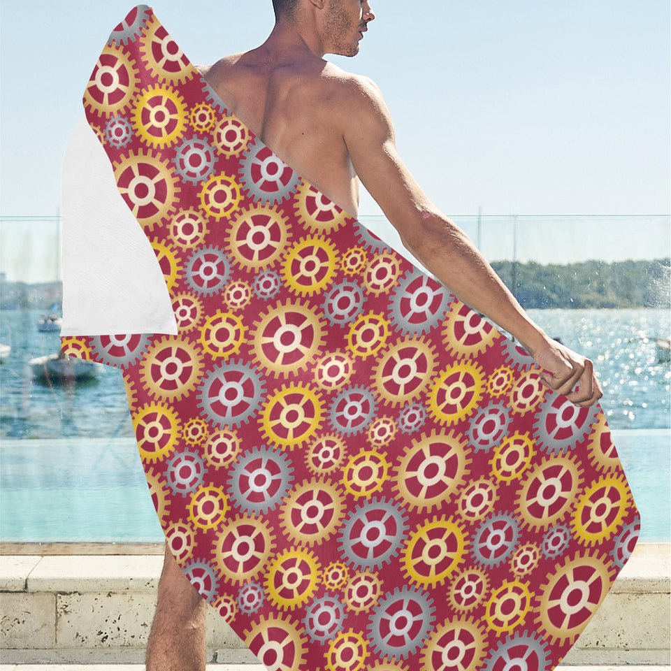 Gear Pattern Print Design 04 Beach Towel