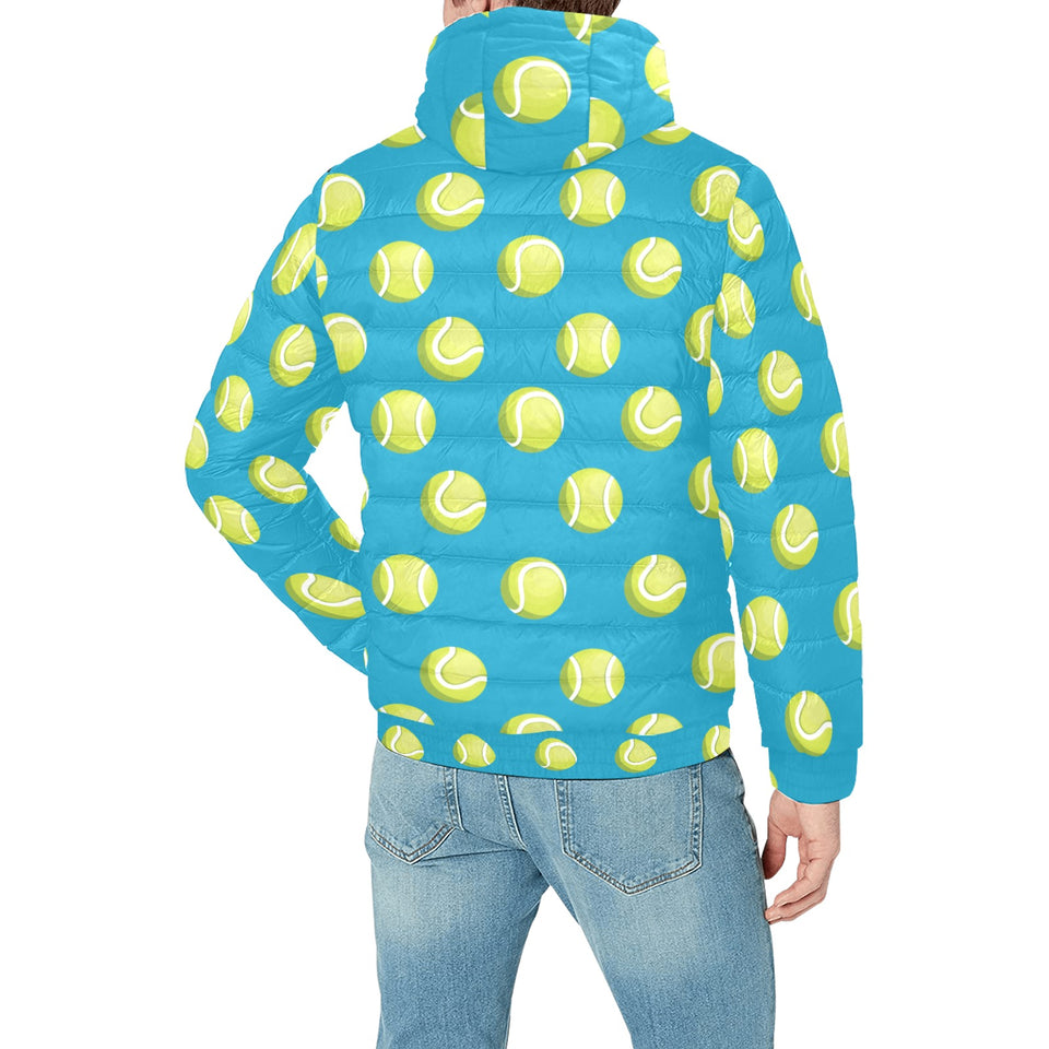 Tennis Pattern Print Design 05 Men's Padded Hooded Jacket