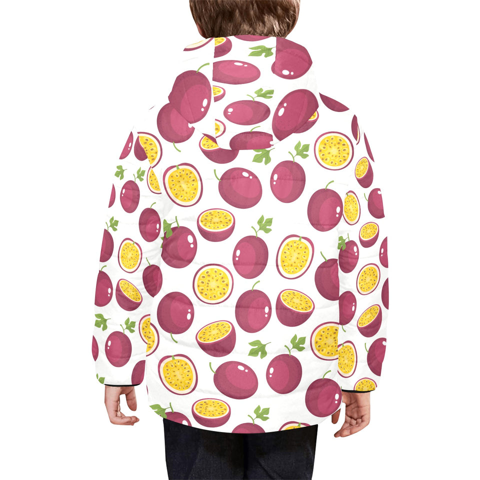 Passion fruit design pattern Kids' Boys' Girls' Padded Hooded Jacket