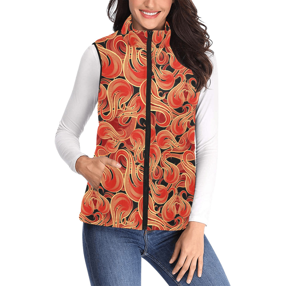 Fire flame pattern Women's Padded Vest