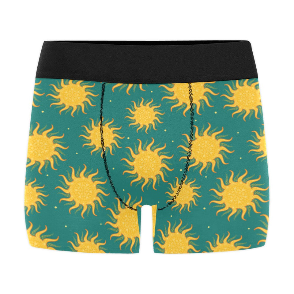 Sun green background Men's All Over Print Boxer Briefs Men's Underwear