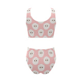 Cute sheep pattern Chest Bowknot High Waisted Bikini Swimsuit